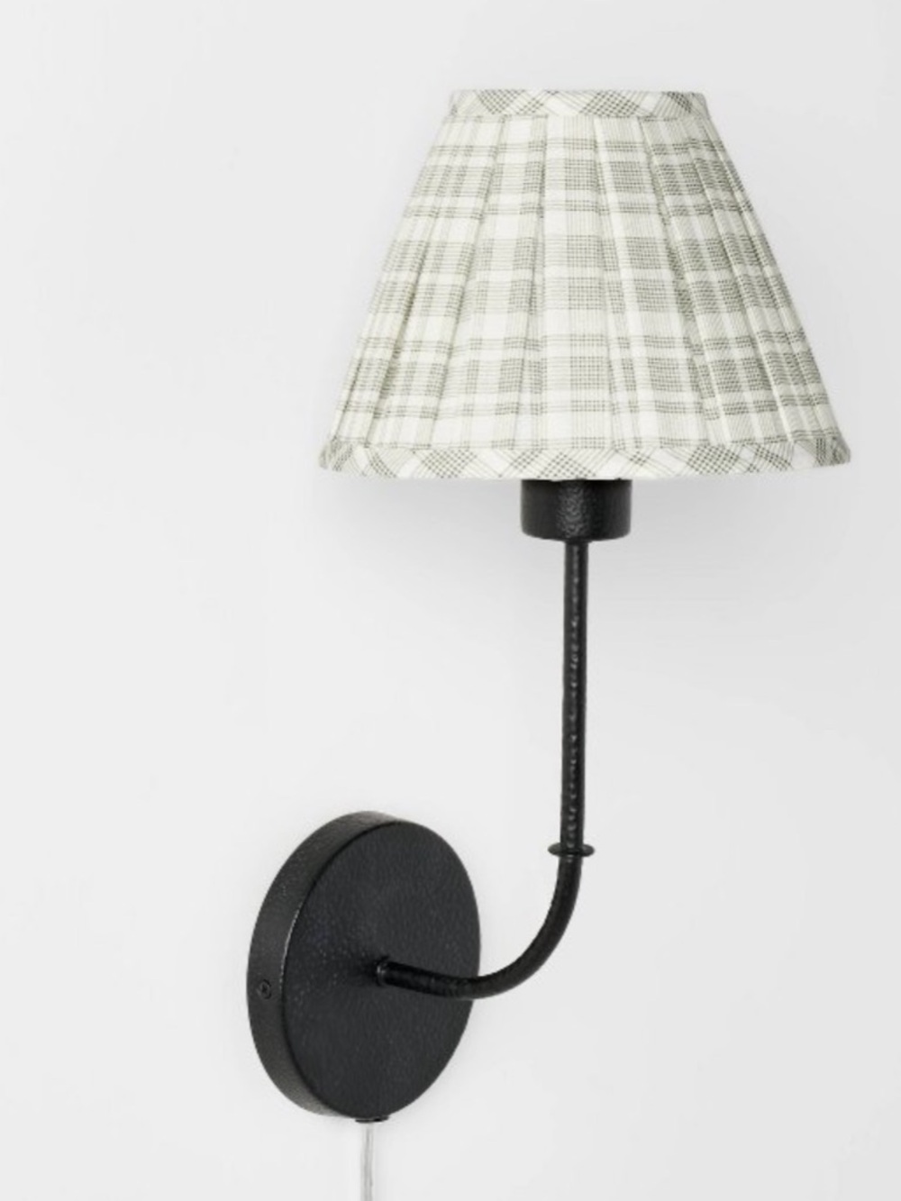 STUDIO MCGEE NWT Wall Sconce with Green Pleated Plaid Shade